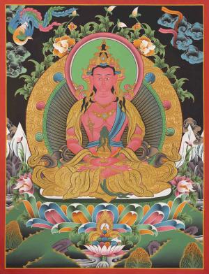 Red Amitayus Buddha Thangka | Perfect Travel Art for Practitioner